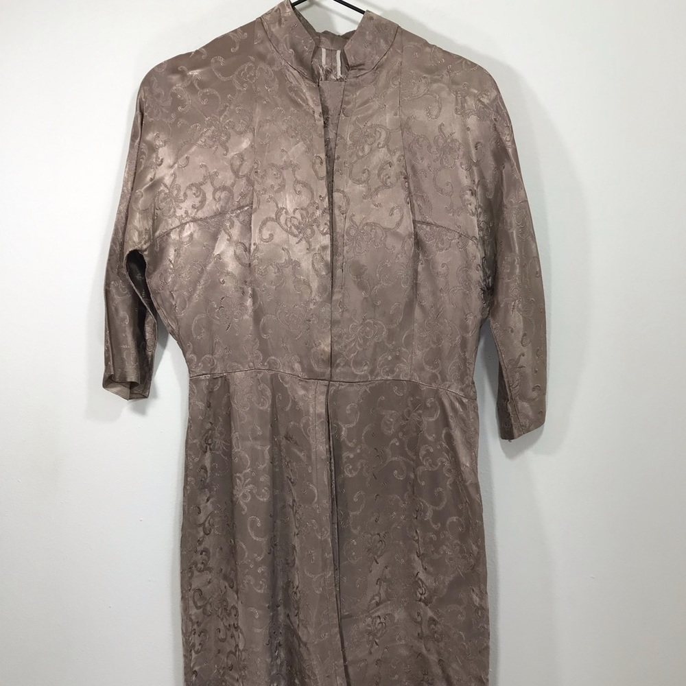 Vintage handmade taupe silky dress